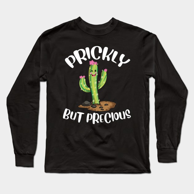 Prickly But Precious | Funny Cacti Gift | Cute Girls Cactus Long Sleeve T-Shirt by Proficient Tees